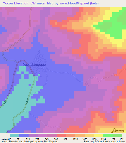 Yocon,Guatemala Elevation Map