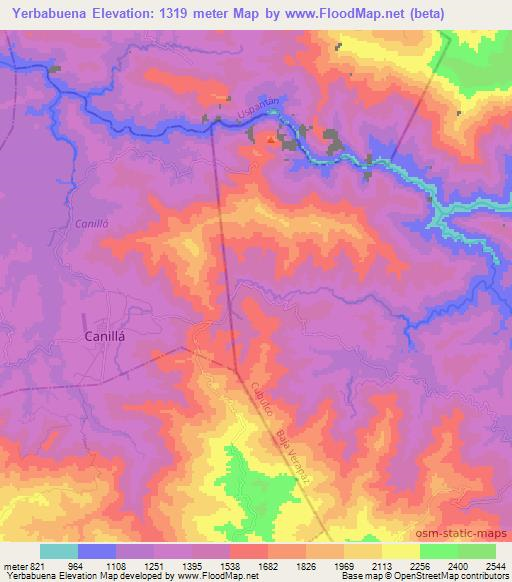 Yerbabuena,Guatemala Elevation Map