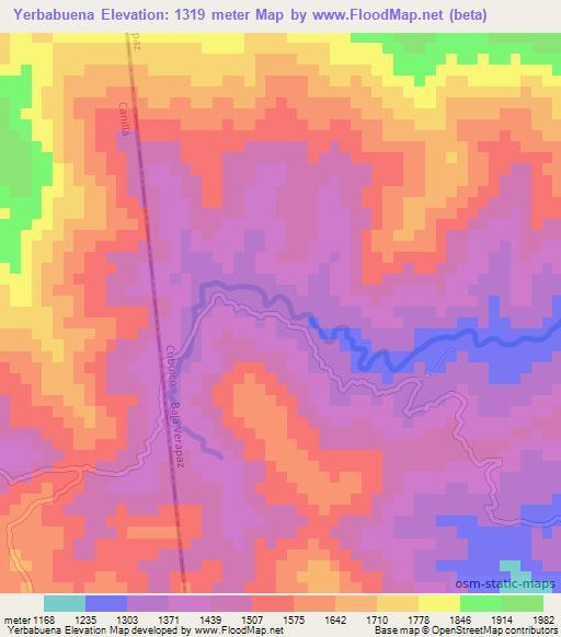 Yerbabuena,Guatemala Elevation Map