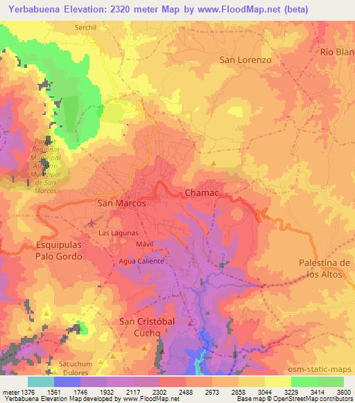 Yerbabuena,Guatemala Elevation Map