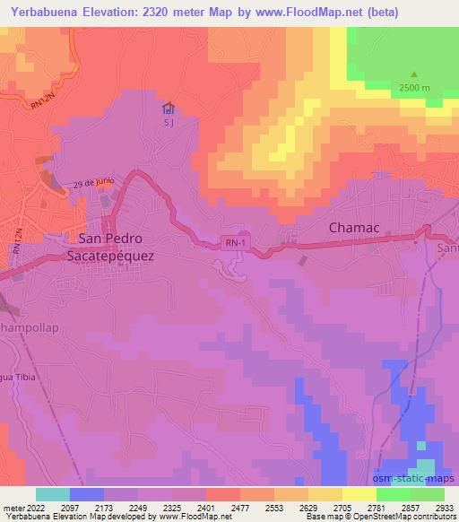 Yerbabuena,Guatemala Elevation Map