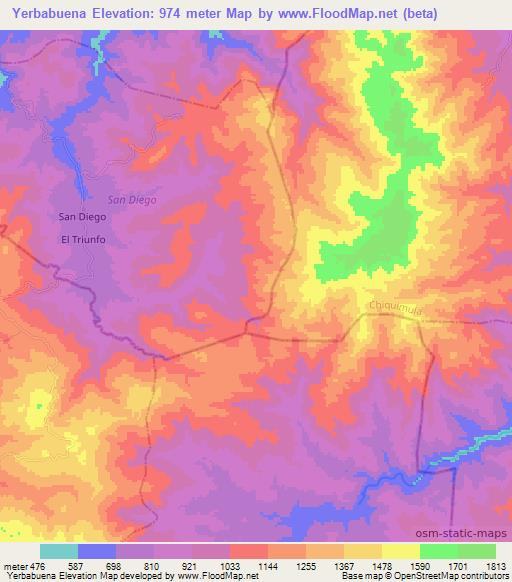 Yerbabuena,Guatemala Elevation Map