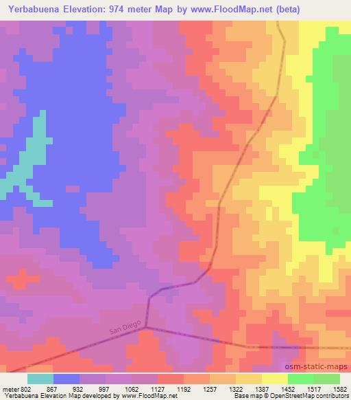 Yerbabuena,Guatemala Elevation Map