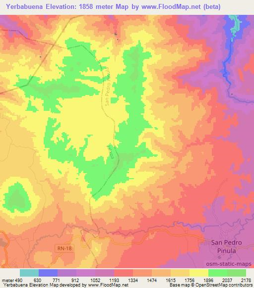 Yerbabuena,Guatemala Elevation Map