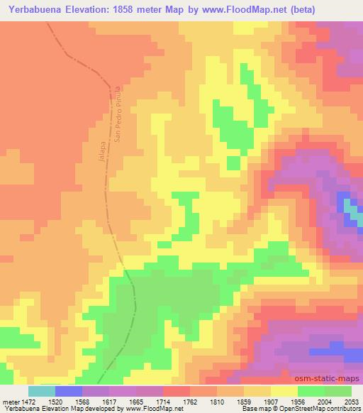 Yerbabuena,Guatemala Elevation Map