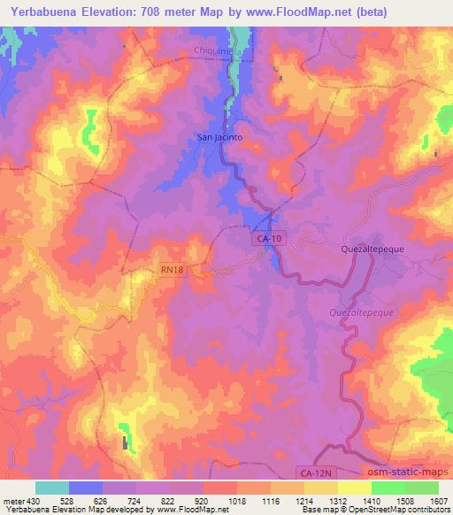 Yerbabuena,Guatemala Elevation Map