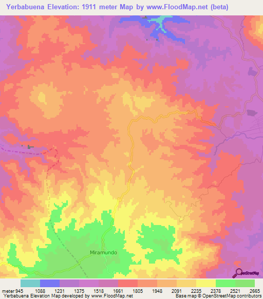 Yerbabuena,Guatemala Elevation Map