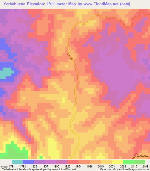 Yerbabuena,Guatemala Elevation Map