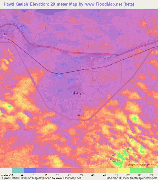 Hawd Qatiah,Egypt Elevation Map