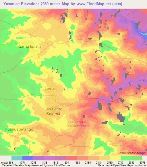 Yaxanlac,Guatemala Elevation Map