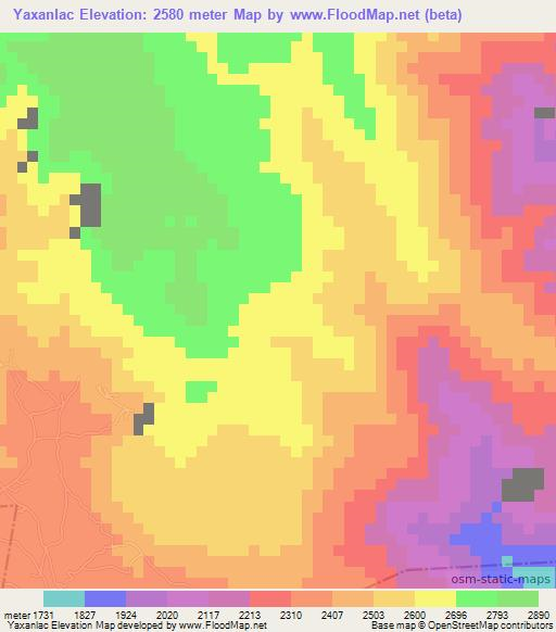 Yaxanlac,Guatemala Elevation Map