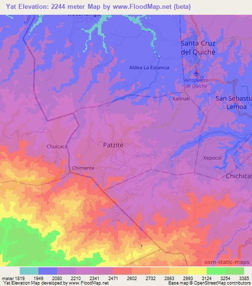 Yat,Guatemala Elevation Map