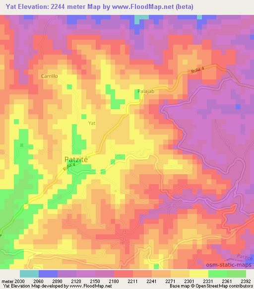 Yat,Guatemala Elevation Map