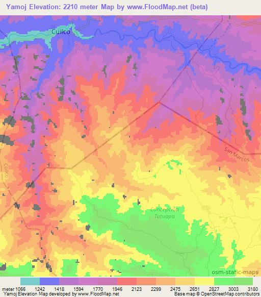 Yamoj,Guatemala Elevation Map