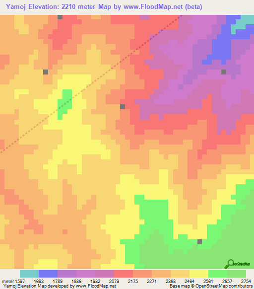 Yamoj,Guatemala Elevation Map