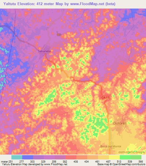 Yaltutu,Guatemala Elevation Map