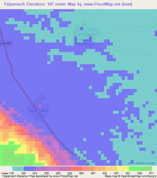 Yalpemech,Guatemala Elevation Map