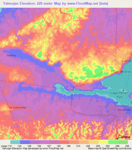 Yalmojan,Guatemala Elevation Map