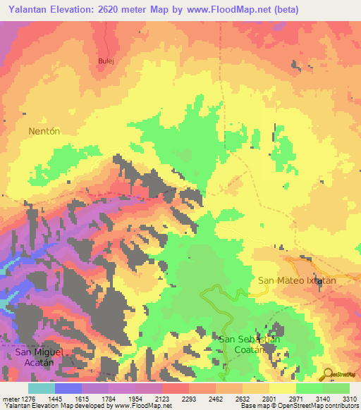 Yalantan,Guatemala Elevation Map