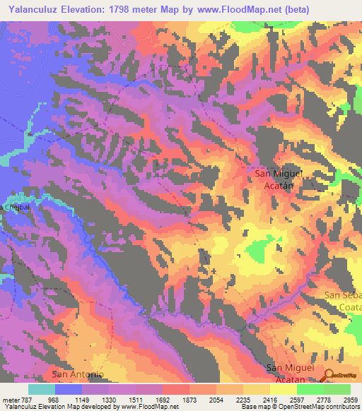 Yalanculuz,Guatemala Elevation Map