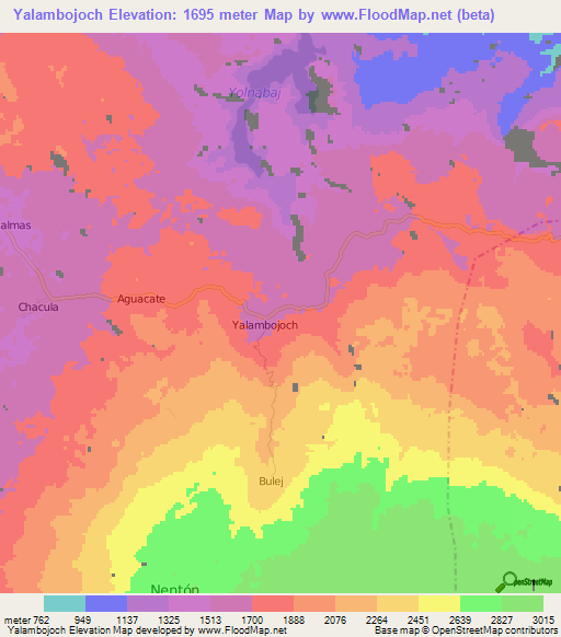 Yalambojoch,Guatemala Elevation Map