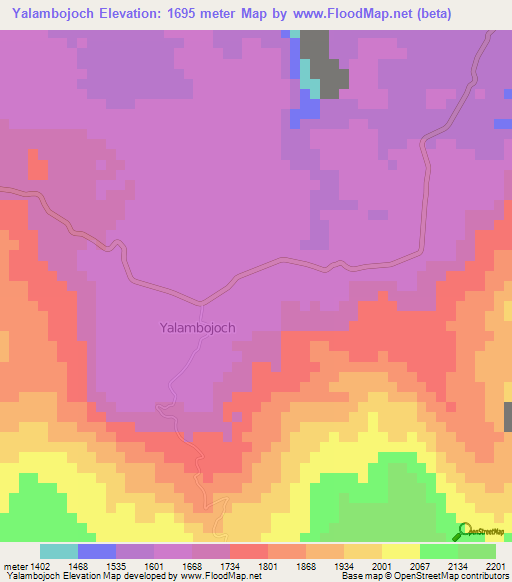 Yalambojoch,Guatemala Elevation Map