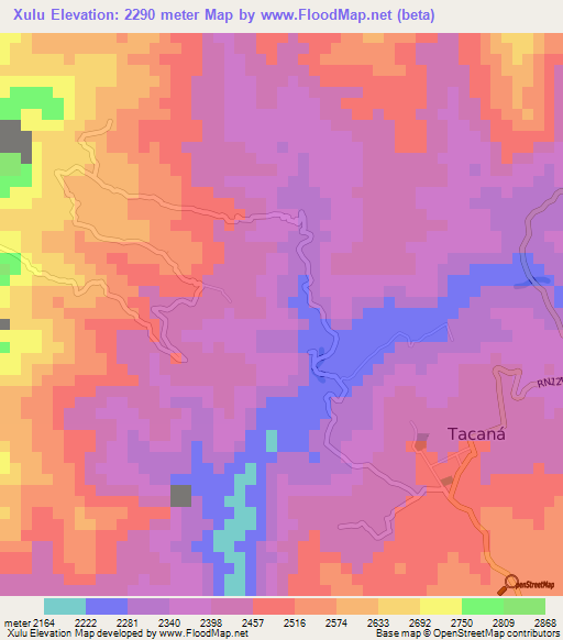 Xulu,Guatemala Elevation Map