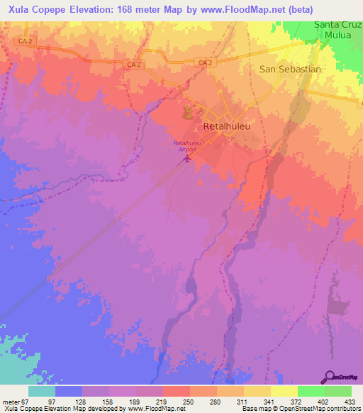 Xula Copepe,Guatemala Elevation Map