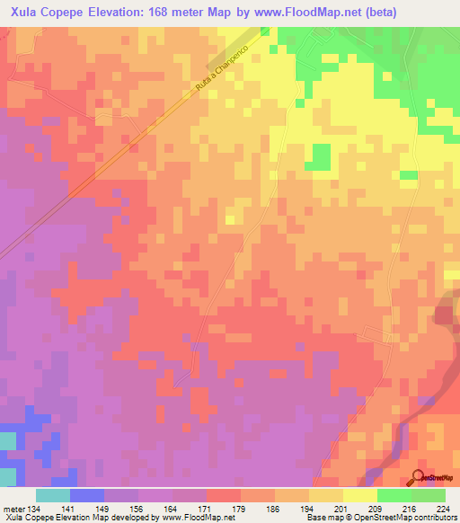 Xula Copepe,Guatemala Elevation Map