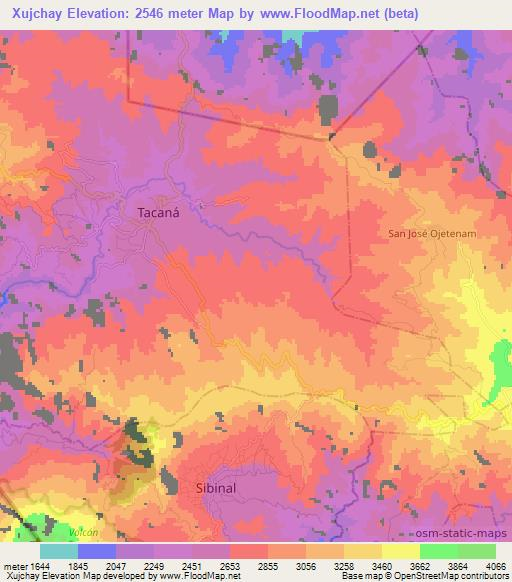 Xujchay,Guatemala Elevation Map