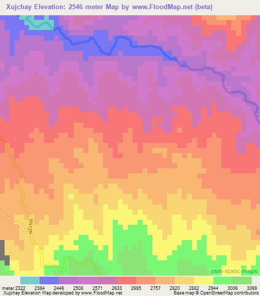 Xujchay,Guatemala Elevation Map