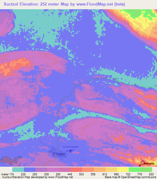 Xuctzul,Guatemala Elevation Map