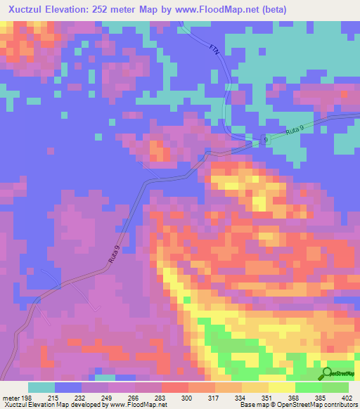 Xuctzul,Guatemala Elevation Map