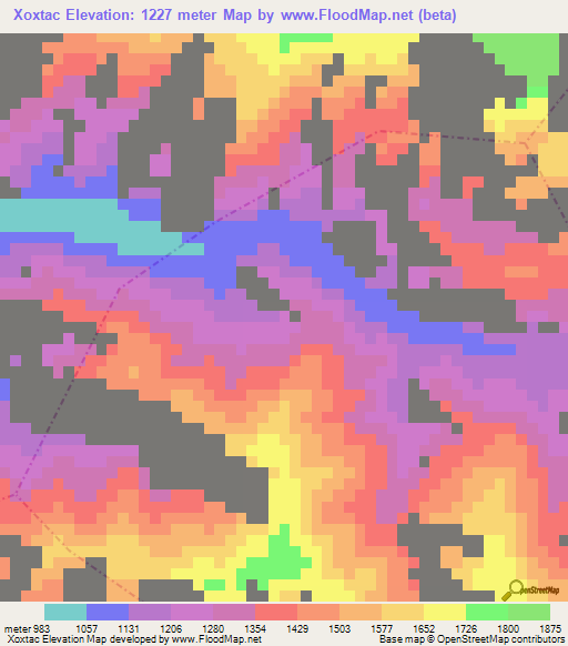 Xoxtac,Guatemala Elevation Map