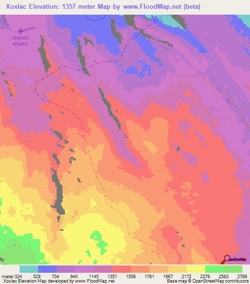 Xoxlac,Guatemala Elevation Map