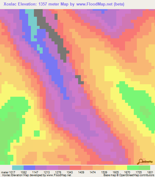 Xoxlac,Guatemala Elevation Map