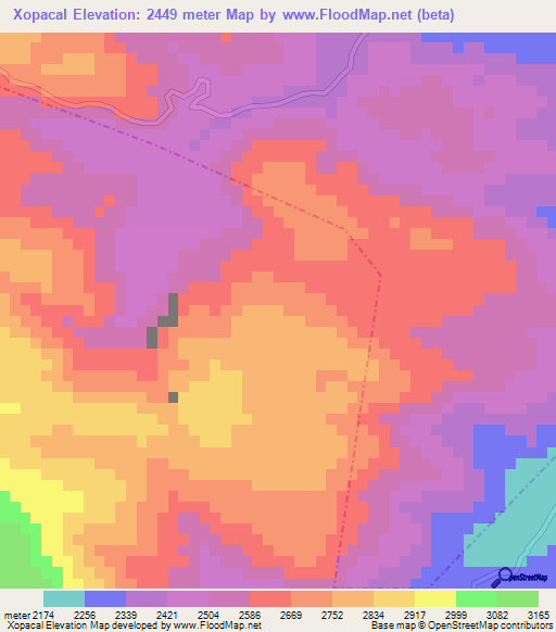 Xopacal,Guatemala Elevation Map