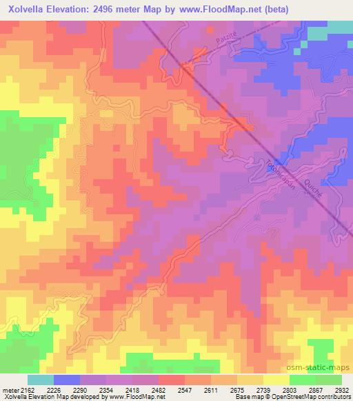 Xolvella,Guatemala Elevation Map