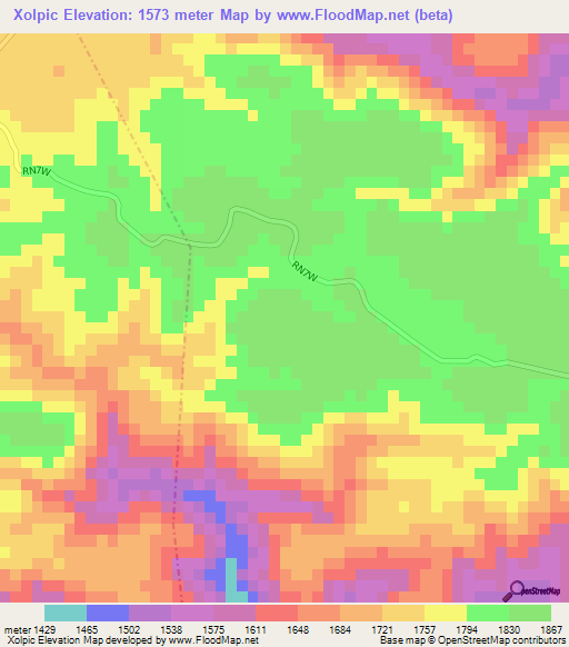 Xolpic,Guatemala Elevation Map