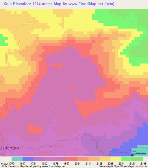 Xola,Guatemala Elevation Map