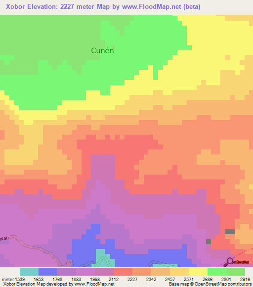 Xobor,Guatemala Elevation Map