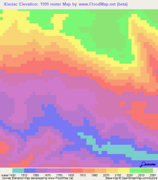 Xixviac,Guatemala Elevation Map