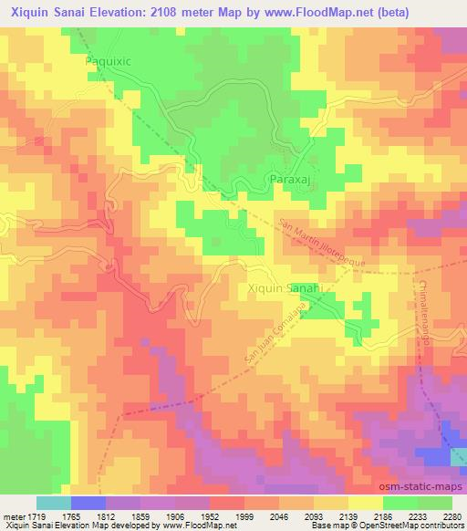 Xiquin Sanai,Guatemala Elevation Map