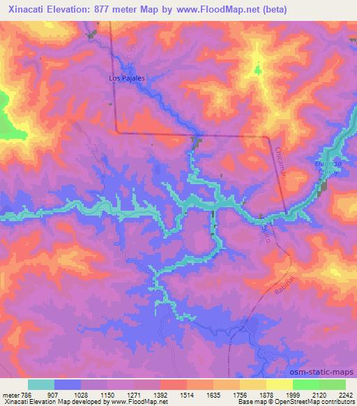 Xinacati,Guatemala Elevation Map