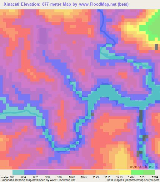 Xinacati,Guatemala Elevation Map