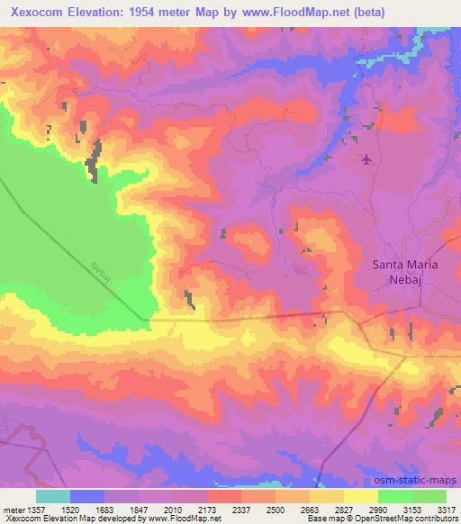 Xexocom,Guatemala Elevation Map