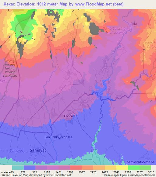 Xexac,Guatemala Elevation Map