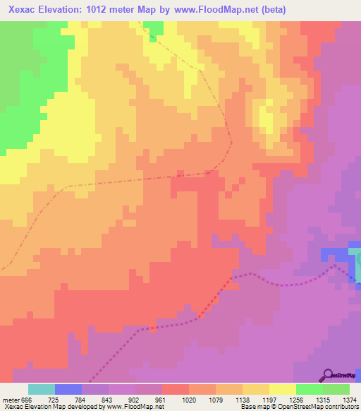 Xexac,Guatemala Elevation Map