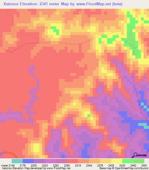 Xetonox,Guatemala Elevation Map