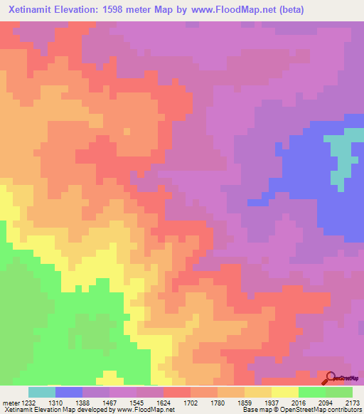 Xetinamit,Guatemala Elevation Map